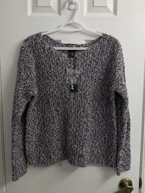 Lord & Taylor 424 Fifth Marled Pink Cotton Sweater Women's Large NWT Classic